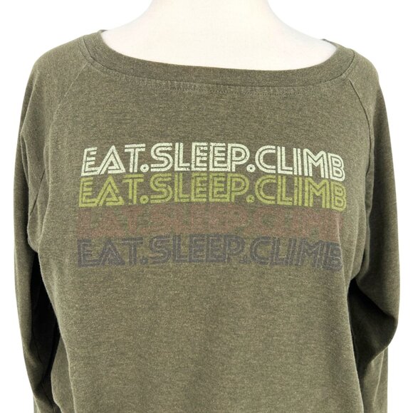 PrAna Eat.Sleep.Climb Long Sleeve Graphic Tee Olive Green Size Small - Picture 2 of 9